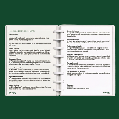 Guia de uso do Caderno de Leitura - como organizar leituras
